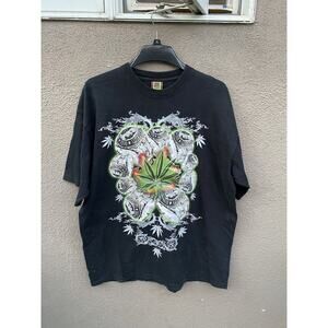 Vintage Weed T Shirt Size 2XL Black Made In USA Cannabis 420